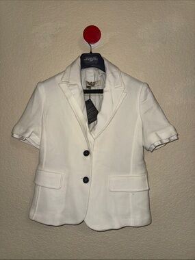 White Short-Sleeve Blazer Jacket